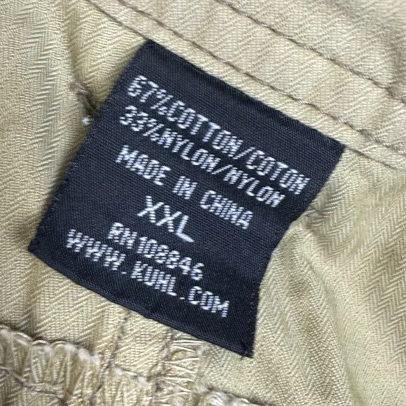KUHL Cargo Shorts Patina Dye Adjustable Waist 40 x‎ 12" Men's XL/2XL Khaki Gold - Picture 9 of 10